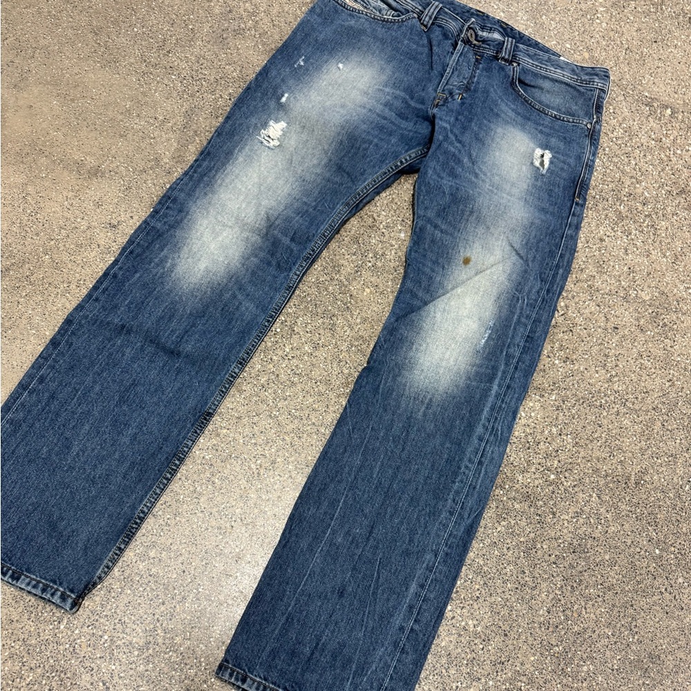 Diesel Saafado Men Jeans Regular Slim Straight Blue Size 33 (Fits 35x33) Italy - Picture 1 of 7